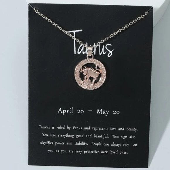 Taurus Zodiac Rose Gold Necklace - Picture 1 of 3